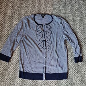 Striped Cardigan with Ruffle Detail